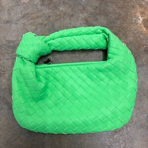 Neon Green Intrecciato Knotted Mini Jodie Style Bag Hobo Purse